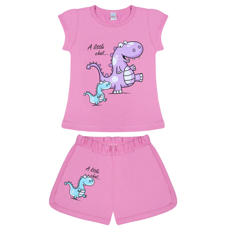 картинка БГ_ЧЗ Комплект для девочки (футболка и шорты) 4-8 лет 100% хлопок BONITO KIDS/BK0005FSHD01-24/уп.5шт./меш.400шт. от BonitoKids