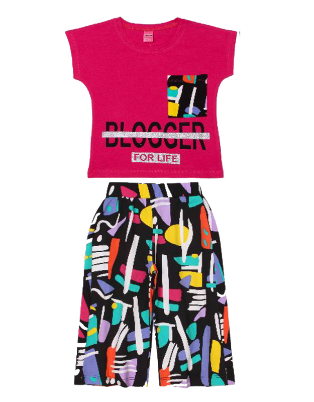 картинка КГ_ОТ Комплект для девочки (футболка и бриджи) 8-12 лет 95% хлопок, 5% эластан BONITO KIDS /OP1828микс/уп.5шт./меш.175шт. от BonitoKids