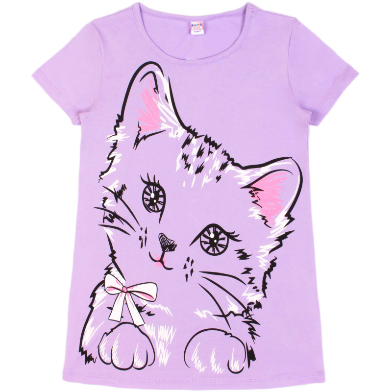 картинка БГ_ЧЗ Ночная сорочка для девочки 8-12 лет 100% хлопок BONITO KIDS/SS6010(01-24)(ЧЗ)/уп.5шт./меш.490шт. от BonitoKids