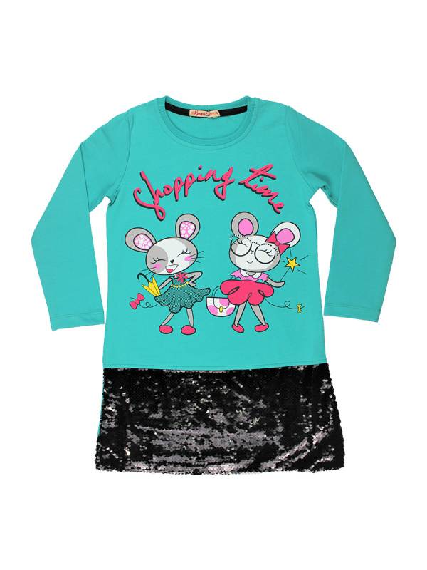 картинка ЧЗ Платье для девочки 5-8 лет 92% хлопок, 8% лайкра BONITO KIDS/BK1269P(ЧЗ)/уп.4шт./меш.280шт. от BonitoKids