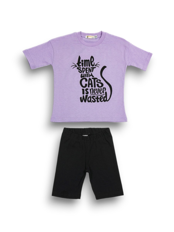 картинка ЧЗ Комплект для девочки (футболка и велосипедки) 5-8 лет 95% хлопок, 5% эластан BONITO KIDS/OP1963/уп.4шт./меш.400шт. от BonitoKids