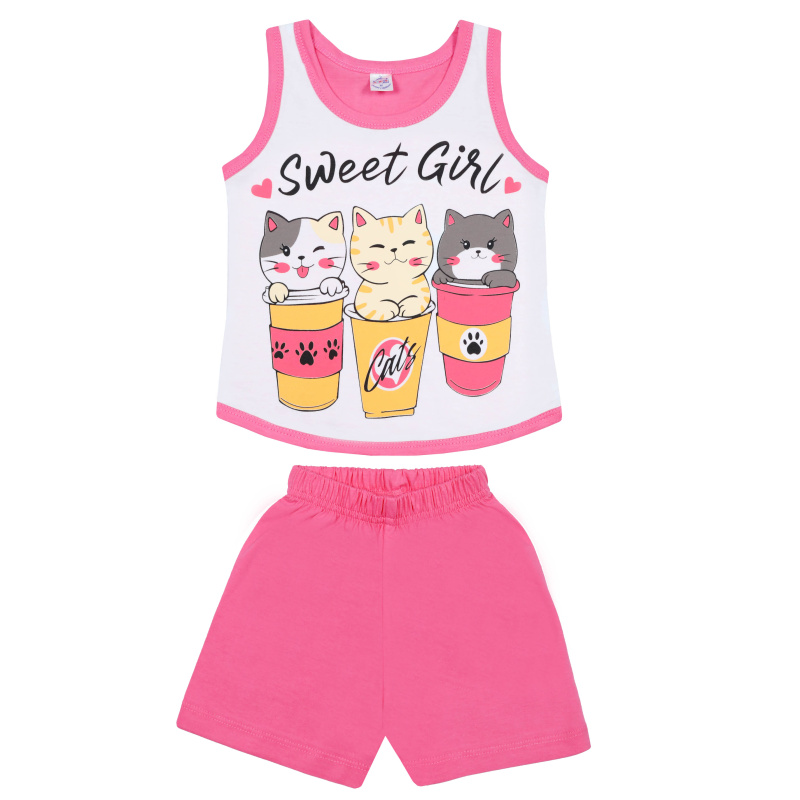 картинка КГ Комплект для девочки (майка и шорты) 1-4 лет 100% хлопок BONITO KIDS/BK1317DKP(02-24)/уп.4 шт./меш.600 шт. от BonitoKids