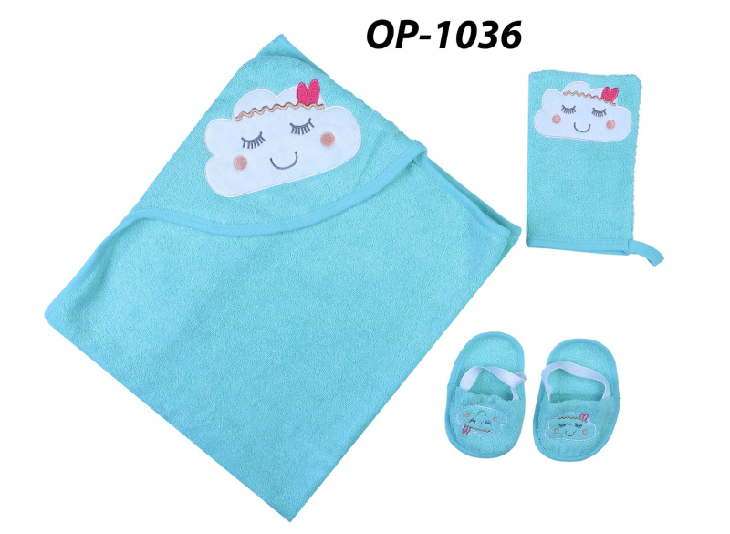 картинка КГ Махровый набор для купания (полотенце, тапочки, рукавичка)  90*90см 100% х/б BONITO KIDS/OP1035/уп.1шт./меш.12шт. от BonitoKids