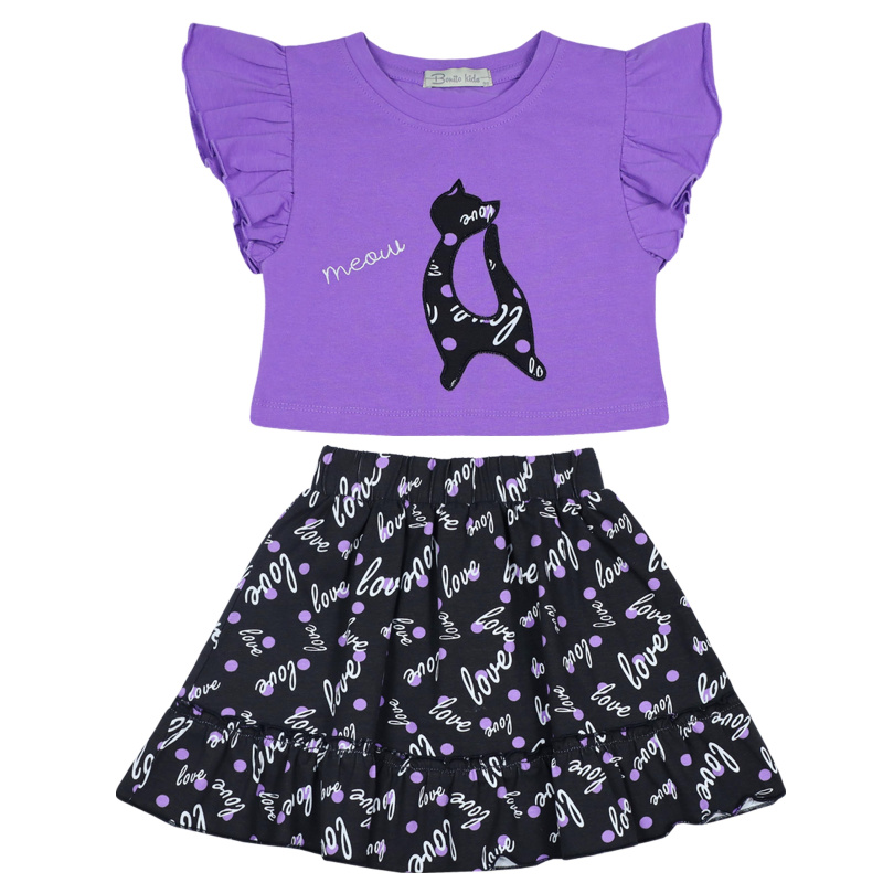 картинка ЧЗ Комплект для девочки (кофта и юбка) 3-7 лет 92% хлопок, 8 % лайкра BONITO KIDS/BK1583KP(ЧЗ)/уп.5шт./меш. 290шт. от BonitoKids