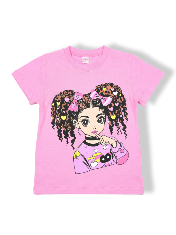 картинка КГ Футболка для девочки, 4-8 лет, 100% хлопок, BONITO KIDS/BK0002D(05-24)/уп.5шт./меш.700шт. от BonitoKids