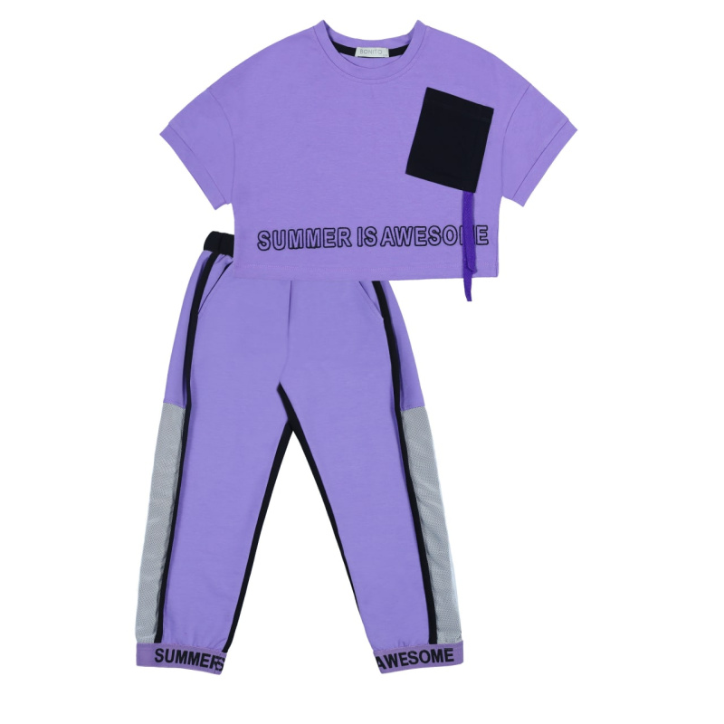 картинка ЧЗ Комплект для девочки (футболка и бриджи) 8-12 лет 92% хлопок, 8% лайкра BONITO KIDS/BK1588KP(ЧЗ)/уп.5шт./меш. 150шт. от BonitoKids