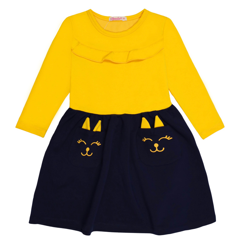 картинка ЧЗ Платье для девочки 3-7 лет 92% хлопок, 8% лайкра BONITO KIDS/BK1503P(01-22)(ЧЗ)/уп.5шт./меш.300шт. от BonitoKids