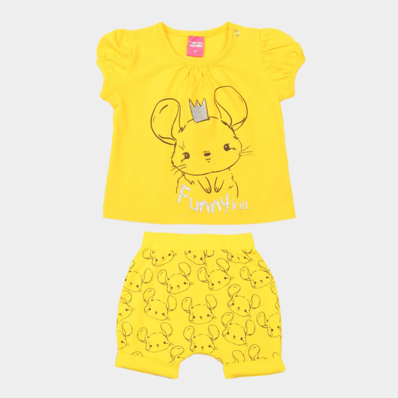 картинка Комплект для девочки (футболка и шорты) 68-86 см 95% хлопок, 5% эластан BONITO KIDS/OP1823(02-23)/уп.4шт./меш 440шт. от BonitoKids