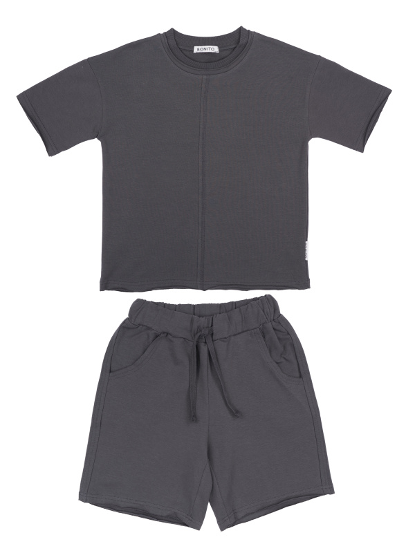 картинка БГ_ЧЗ Комплект для мальчиков (футболка и шорты) 7-11 лет 95% хлопок, 5% лайкра BONITO KIDS/SS6187KM(ЧЗ)/уп.5шт./меш.140шт. от BonitoKids