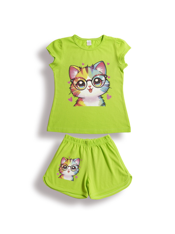 картинка БГ_ЧЗ Комплект для девочки (футболка и шорты) 5-8 лет 100% хлопок BONITO KIDS/BK0005D(12-24)(ЧЗ)/уп.4шт./меш.400шт. от BonitoKids
