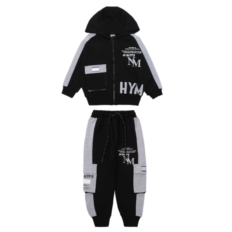 картинка ЧЗ Комплект для мальчика (толстовка, трико), 3-7 лет, 65% хлопок, 27% полиэстер, 8% эластан, BONITO KIDS/OP1222(ЧЗ)/уп.5 шт./меш.80шт. от BonitoKids