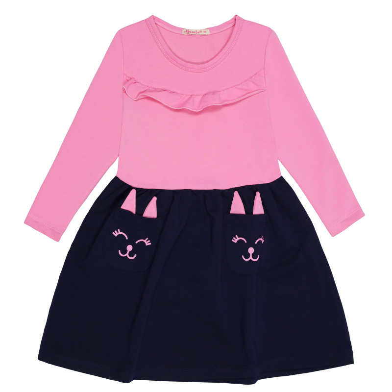 картинка ЧЗ Платье для девочки 3-7 лет 92% хлопок, 8% лайкра BONITO KIDS/BK1503P(01-22)(ЧЗ)/уп.5шт./меш.300шт. от BonitoKids