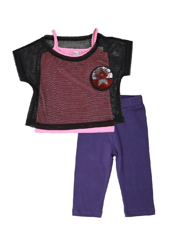 картинка КГ_ОТ Комплект для девочки (топик, майка и лосины) 2-6 лет 95% хлопок, 5% эластан BONITO KIDS/OP998/уп.5 шт./меш.250шт. от BonitoKids