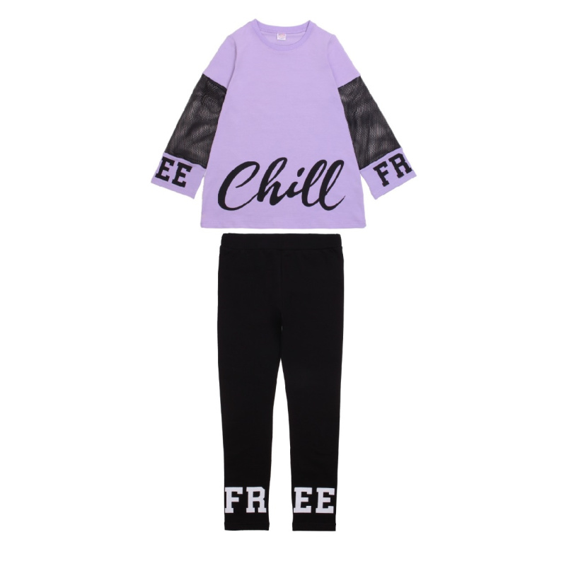 картинка ЧЗ Комплект для девочки (толстовка, лосины) 8-12 лет BONITO KIDS/OP1235(ЧЗ)/уп.5шт./меш.140шт. от BonitoKids