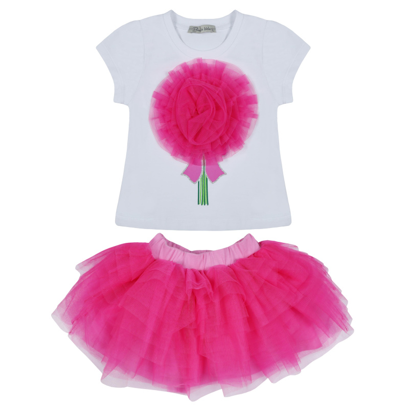 картинка БГ_ЧЗ Комплект для девочки (футболка и юбка) 2-6 лет 92% хлопок, 8% лайкра BONITO KIDS/BK1407KP(01-23)(ЧЗ)/уп.5шт./меш.120шт. от BonitoKids