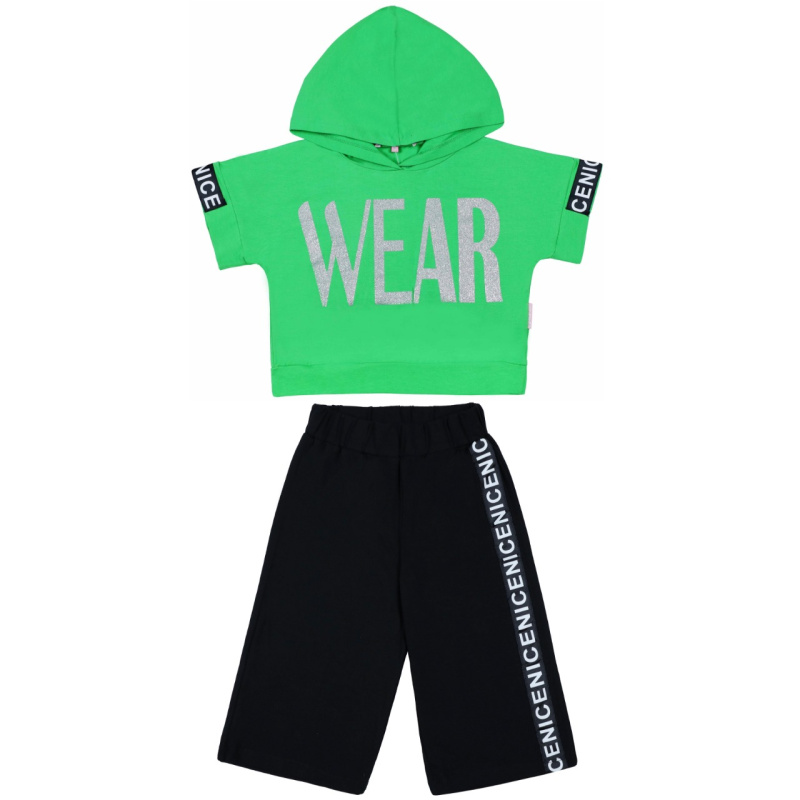 картинка ЧЗ Комплект для девочки (футболка и шорты) 5-8 лет 92% хлопок, 8% лайкра BONITO KIDS/BK1696FSH(ЧЗ)/уп.4шт./меш.200шт. от BonitoKids