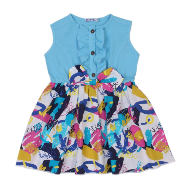 картинка БГ_ЧЗ Платье для девочки, 3-7 лет, 100% х/б, BONITO KIDS/OP1673(ЧЗ)/уп.5шт./меш.480шт. от BonitoKids