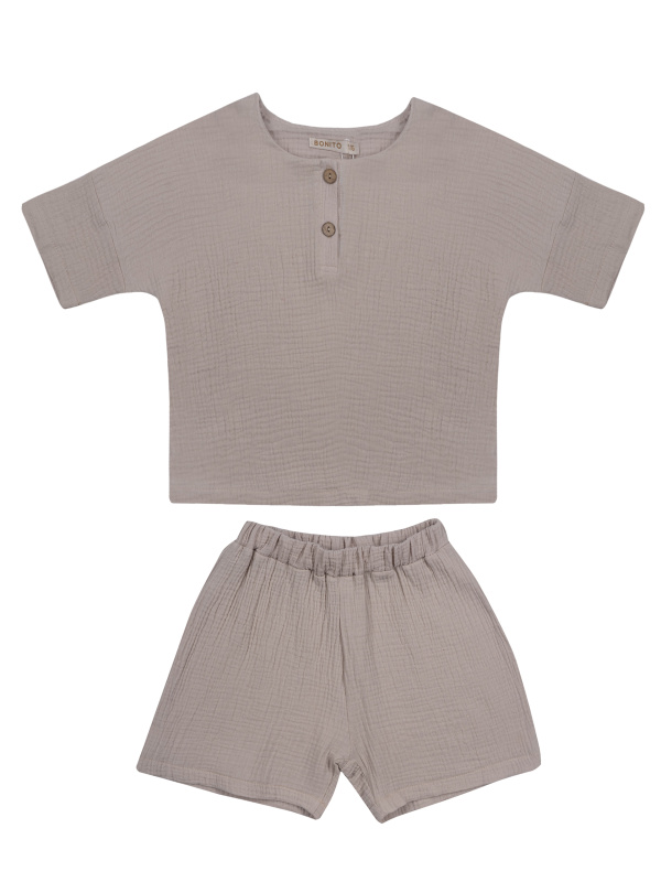 картинка ЧЗ Комплект для девочки (футболка и шорты) 6-9 лет 100% хлопок BONITO KIDS/OP1936(02-26)(ЧЗ)/уп.4шт./меш.204шт. от BonitoKids