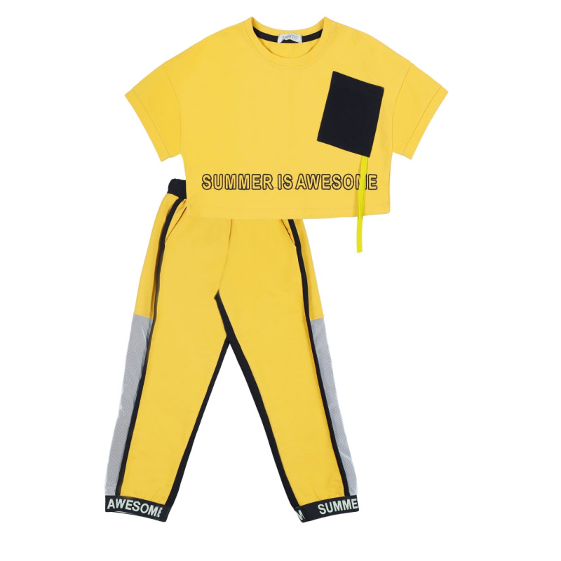 картинка ЧЗ Комплект для девочки (футболка и бриджи) 8-12 лет 92% хлопок, 8% лайкра BONITO KIDS/BK1588KP(ЧЗ)/уп.5шт./меш. 150шт. от BonitoKids