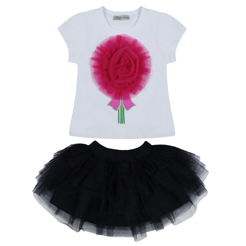 картинка БГ_ЧЗ Комплект для девочки (футболка и юбка) 2-6 лет 92% хлопок, 8% лайкра BONITO KIDS/BK1407KP(01-23)(ЧЗ)/уп.5шт./меш.120шт. от BonitoKids