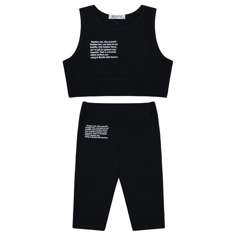 картинка БГ_ЧЗ Комплект для девочки (топ и бриджи) 8-12 лет 92% нейлон, 8% спандекс, BONITO KIDS/BK1747KP(2026)(ЧЗ)/уп.5шт./меш.400шт. от BonitoKids