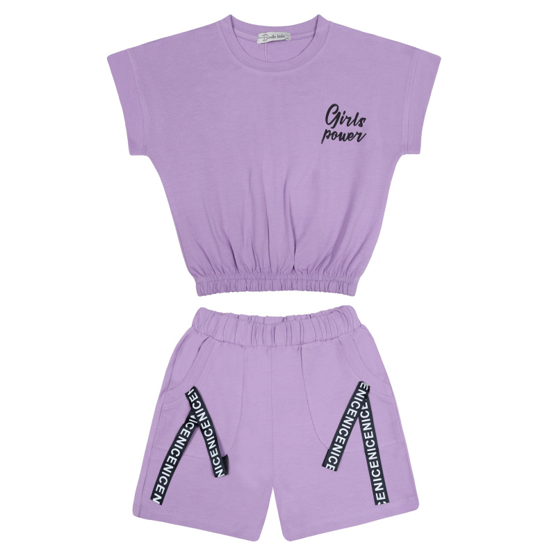 картинка БГ_ЧЗ Комплект для девочки (футболка и шорты) 5-8 лет 92% хлопок, 8% лайкра BONITO KIDS/BK1578P(ЧЗ)/уп.4шт./меш.300шт. от BonitoKids