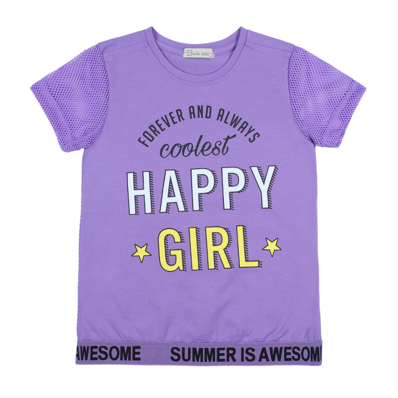 картинка ЧЗ Футболка для девочки 5-8 лет 92% хлопок, 8% лайкра BONITO KIDS/BK1428F(ЧЗ)/уп.4шт./меш.384шт. от BonitoKids
