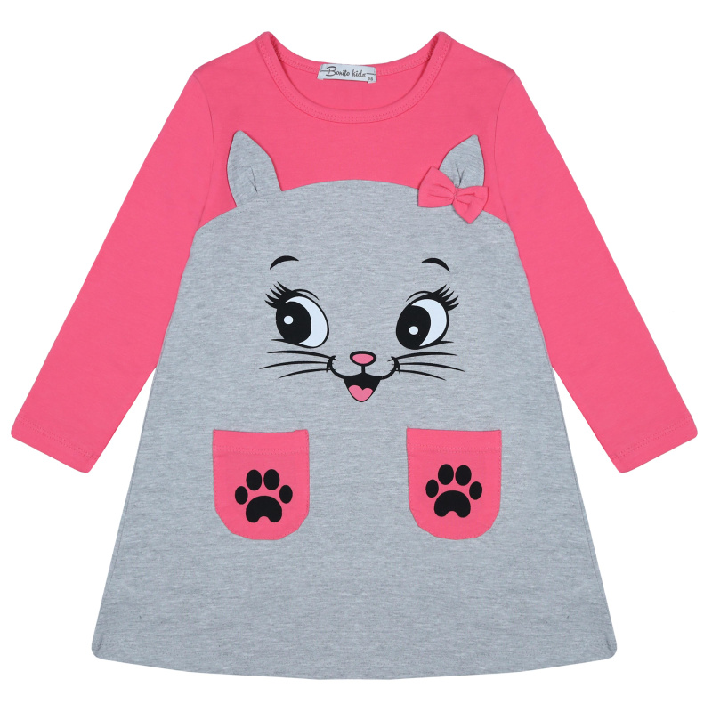 картинка БГ_ЧЗ Платье для девочки 3-7 лет 92% хлопок, 8% лайкра BONITO KIDS/BK1477P(11-23)(ЧЗ)/уп.5шт./меш.400шт. от BonitoKids