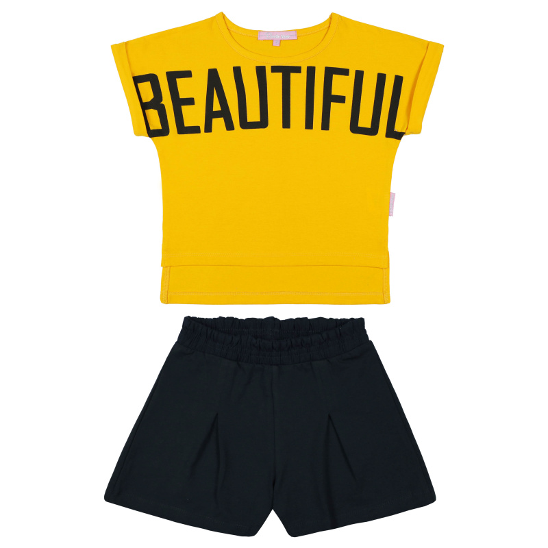 картинка ЧЗ Комплект для девочки (футболка и шорты) 5-8 лет 92% хлопок, 8% лайкра BONITO KIDS/BK1697FSH(ЧЗ)/уп.4шт./меш.300шт. от BonitoKids