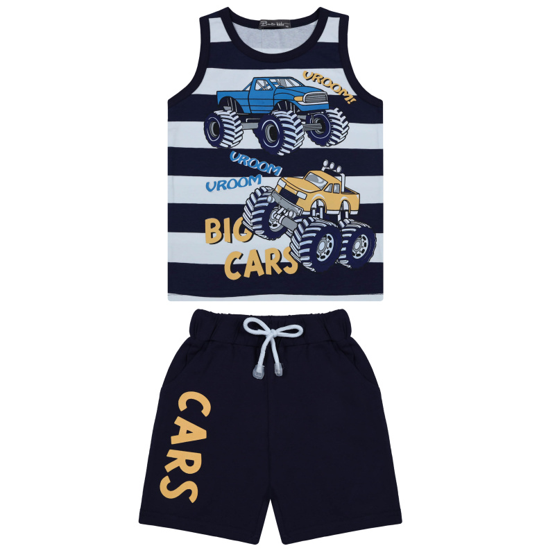 картинка БГ_ЧЗ Комплект для мальчика (майка и шорты) 3-7 лет 92% хлопок, 8% кулирка BONITO KIDS/BK1658SHM(ЧЗ)/уп.5шт./меш.320шт. от BonitoKids