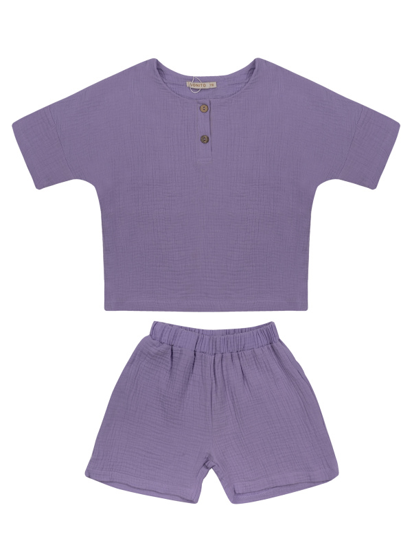 картинка ЧЗ Комплект для девочки (футболка и шорты) 6-9 лет 100% хлопок BONITO KIDS/OP1936(02-26)(ЧЗ)/уп.4шт./меш.204шт. от BonitoKids