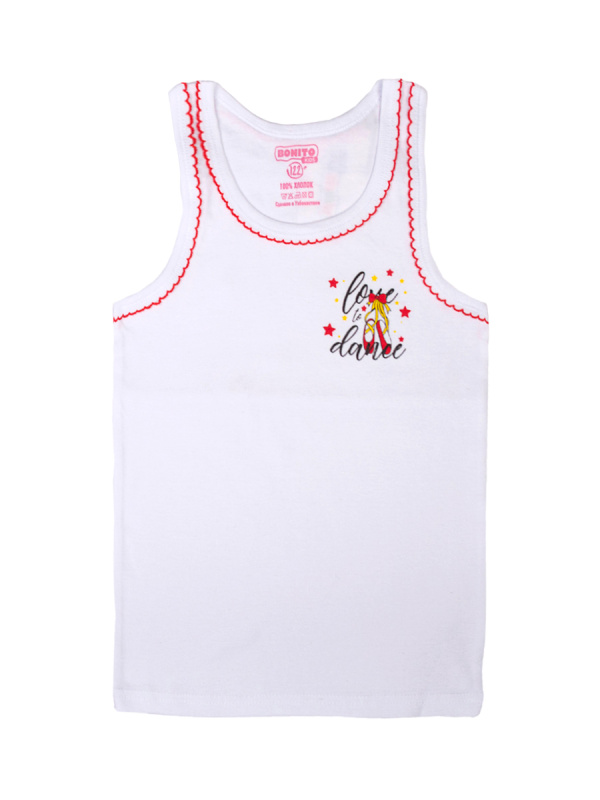 картинка ЧЗ Майка для девочки 7-11 лет 100% хлопок BONITO KIDS/BK537D(650)(ЧЗ)/уп.5шт./меш.650шт. от BonitoKids