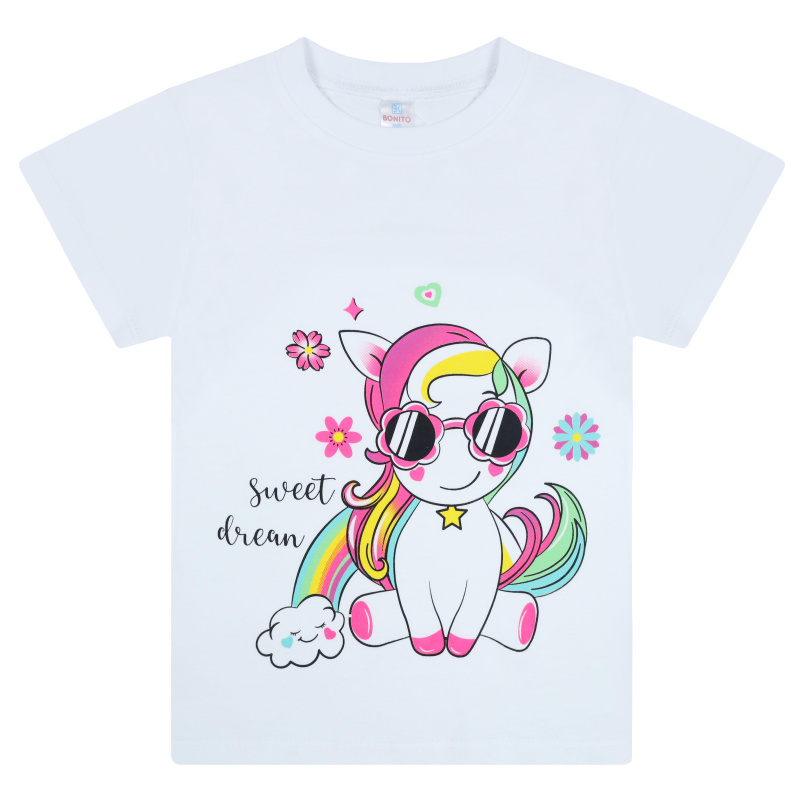 картинка БГ_ЧЗ Футболка для девочки, 4-8 лет, 100% хлопок, BONITO KIDS/BK0002D(03-24)(ЧЗ)/уп.5шт./меш.700шт. от BonitoKids