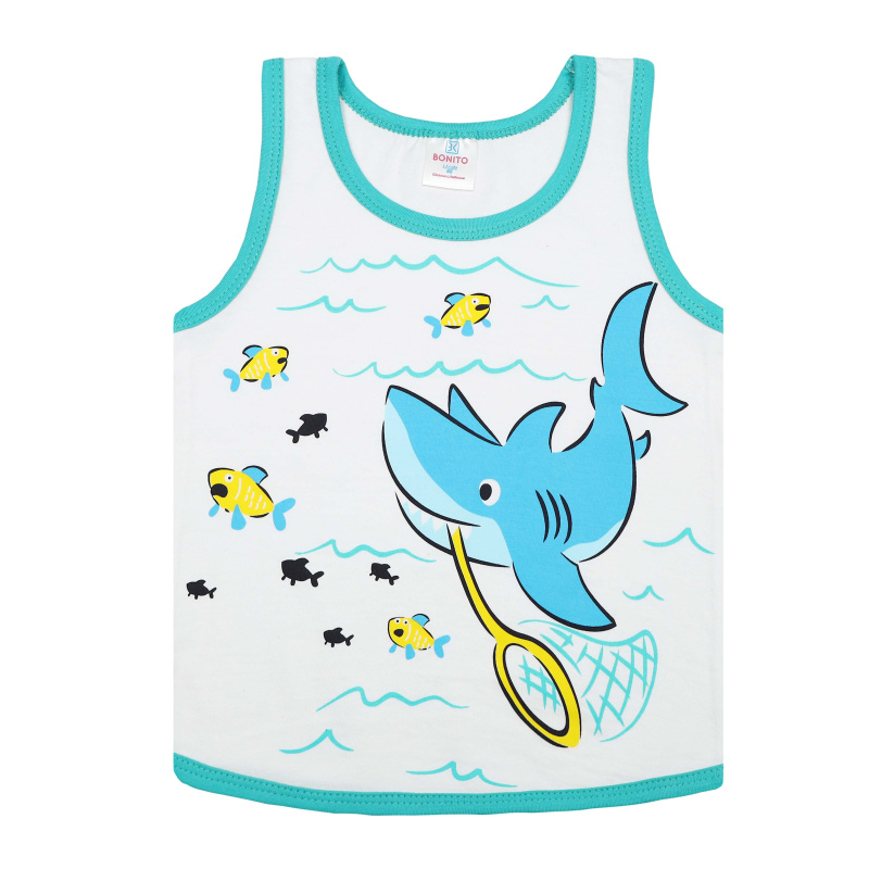 картинка БГ_ЧЗ Майка для мальчика 1,5-4 лет 100% хлопок BONITO KIDS /BK0028M(2024)(ЧЗ)/уп.4шт./меш.1000шт. от BonitoKids