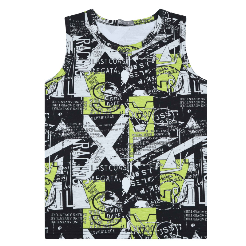 картинка ЧЗ Майка для мальчика 8-12 лет 92% хлопок, 8% лайкра BONITO KIDS/BK1621M(ЧЗ)/уп.5шт./меш.500шт. от BonitoKids