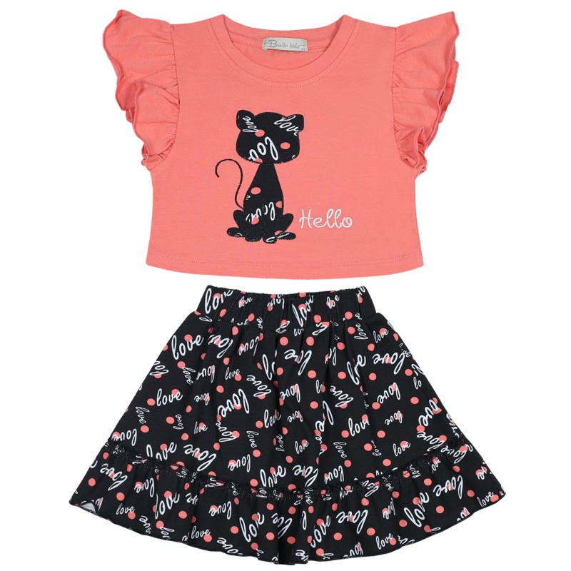 картинка ЧЗ Комплект для девочки (кофта и юбка) 3-7 лет 92% хлопок, 8 % лайкра BONITO KIDS/BK1583KP(ЧЗ)/уп.5шт./меш. 290шт. от BonitoKids