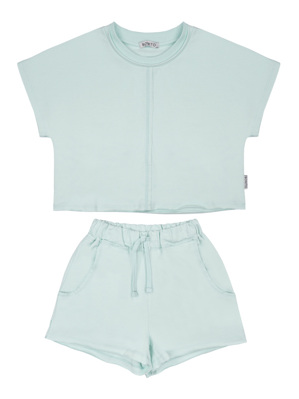 картинка БГ_ЧЗ Комплект для девочки (футболка и шорты) 7-11 лет 95% хлопок, 5% лайкра BONITO KIDS/SS6186KD(ЧЗ)/уп.5шт./меш.150шт. от BonitoKids