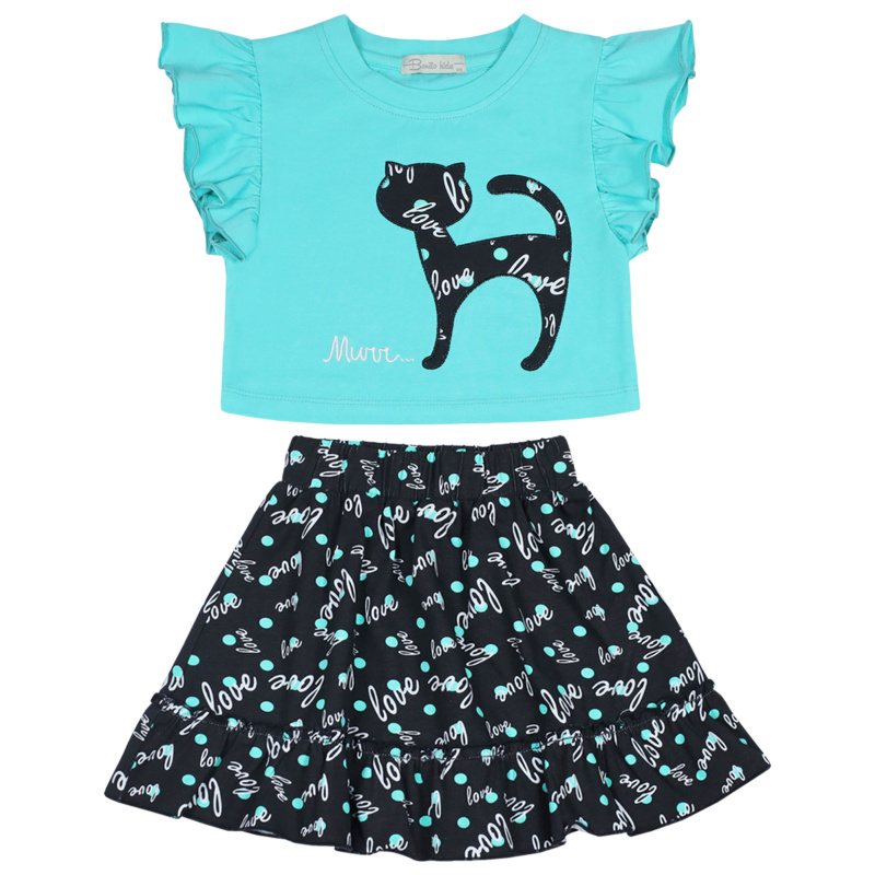 картинка ЧЗ Комплект для девочки (кофта и юбка) 3-7 лет 92% хлопок, 8 % лайкра BONITO KIDS/BK1583KP(ЧЗ)/уп.5шт./меш. 290шт. от BonitoKids