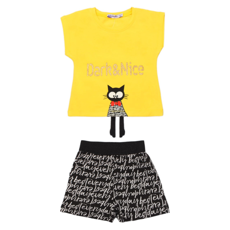 картинка ЧЗ Комплект для девочки (футболка и шорты) 2-6 лет 95% хлопок, 5% эластан BONITO KIDS/OP1454(ЧЗ)/уп.5шт./меш.350шт. от BonitoKids