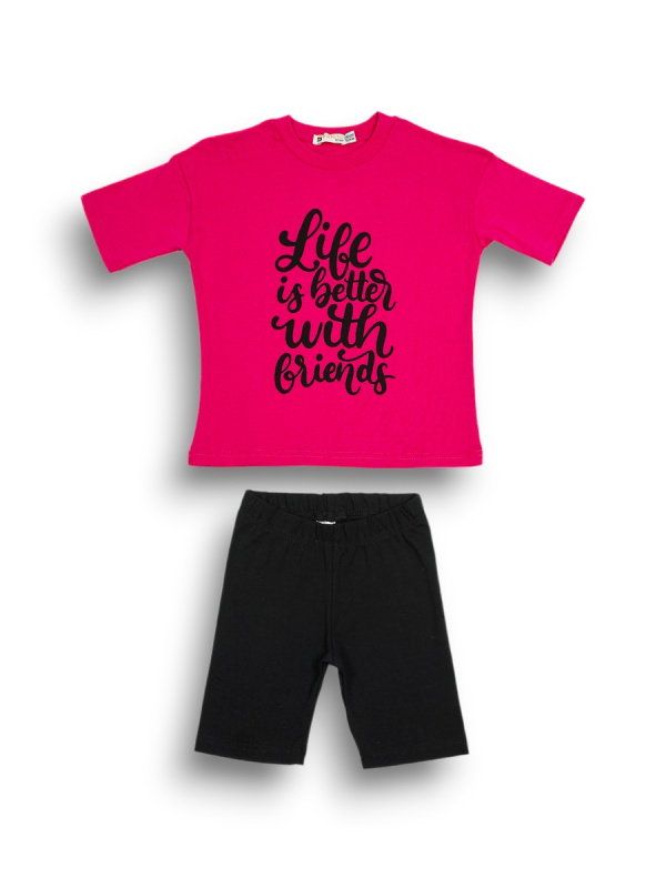 картинка ЧЗ Комплект для девочки (футболка и велосипедки) 5-8 лет 95% хлопок, 5% эластан BONITO KIDS/OP1963/уп.4шт./меш.400шт. от BonitoKids