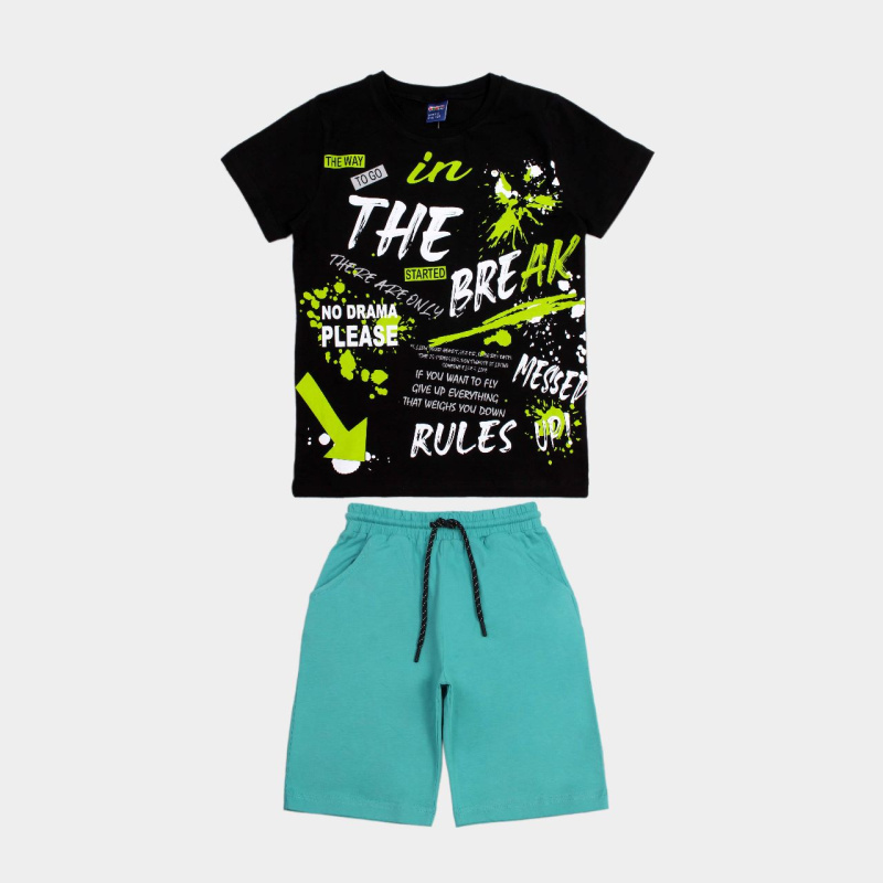 картинка ЧЗ Комплект для мальчика (футболка и шорты) 8-12 лет 95% хлопок, 5% эластан BONITO KIDS/OP1816(ЧЗ)/уп.5 шт./меш.180шт. от BonitoKids