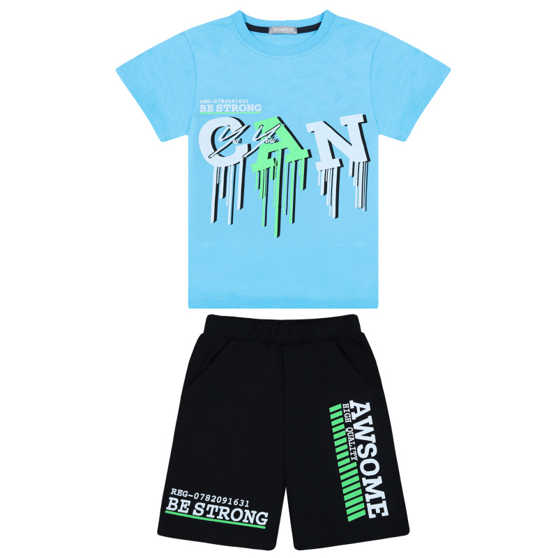 картинка БГ Комплект для мальчика (футболка и шорты) 8-12 лет 100% хлопок BONITO KIDS/BK1630KP(01-24)/уп.5шт./меш.250шт. от BonitoKids