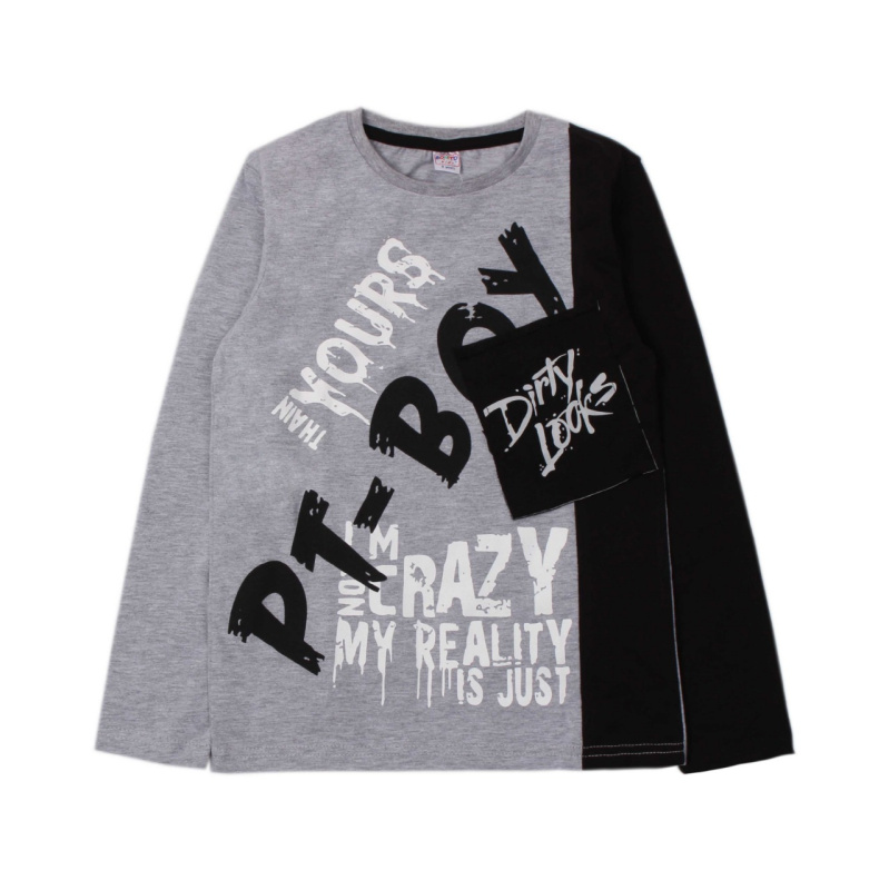 картинка Футболка с длинным рукавом для мальчика 8-12 лет. BONITO KIDS/OP1097/уп.5шт./меш.360шт. от BonitoKids