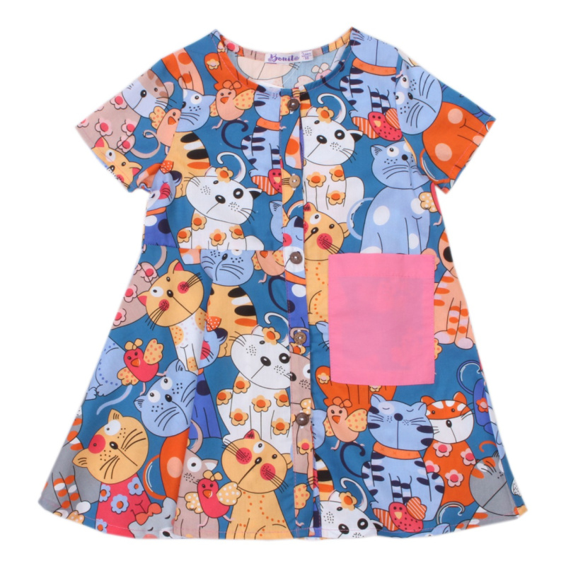 картинка БГ Платье для девочки, 3-7 лет 100% х/б, BONITO KIDS/OP1667/ уп.5шт./меш.500шт. от BonitoKids