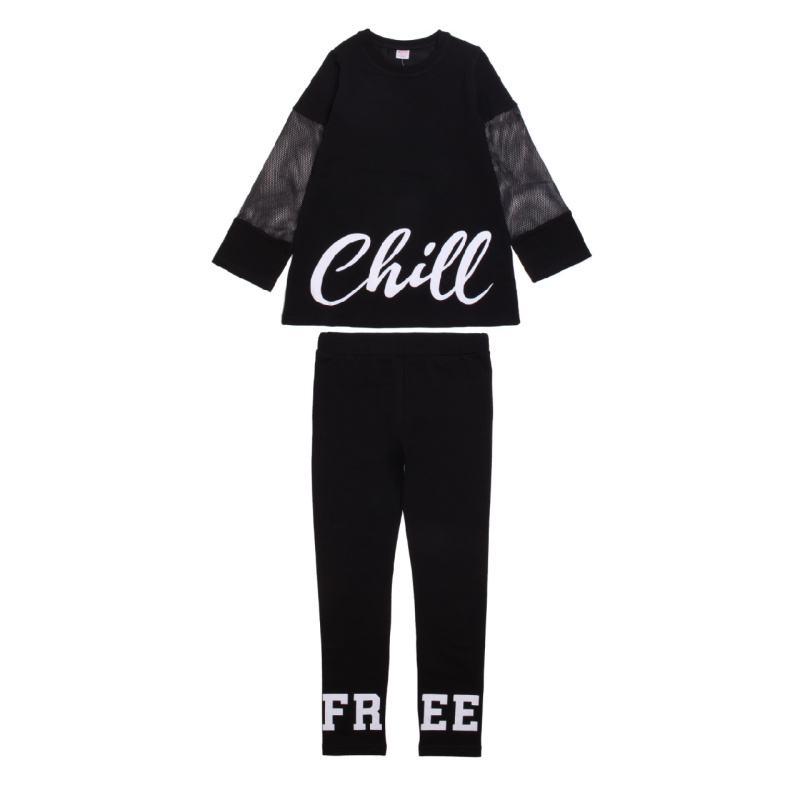 картинка ЧЗ Комплект для девочки (толстовка, лосины) 8-12 лет BONITO KIDS/OP1235(ЧЗ)/уп.5шт./меш.140шт. от BonitoKids