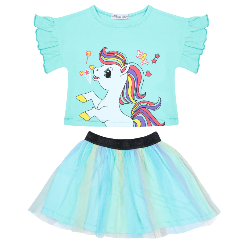 картинка БГ_ЧЗ Комплект для девочки (футболка и юбка) 3-7 лет 92% хлопок, 8 % лайкра BONITO KIDS/BK1564KP(ЧЗ)/уп.5шт./меш. 300шт. от BonitoKids