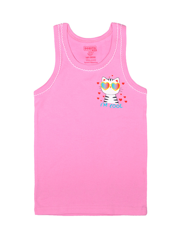картинка ЧЗ Майка для девочки 7-11 лет 100% хлопок BONITO KIDS/BK537D(650)(ЧЗ)/уп.5шт./меш.650шт. от BonitoKids