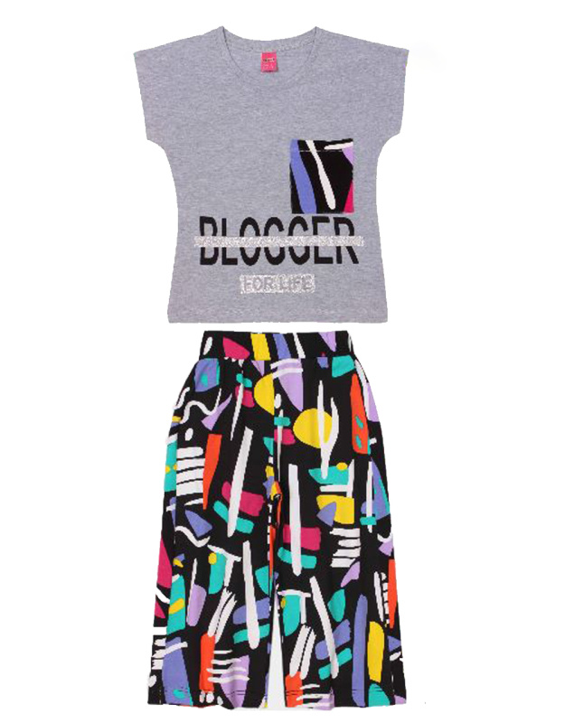 картинка КГ_ОТ Комплект для девочки (футболка и бриджи) 8-12 лет 95% хлопок, 5% эластан BONITO KIDS /OP1828микс/уп.5шт./меш.175шт. от BonitoKids