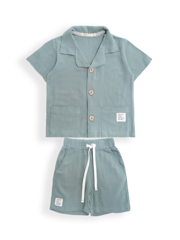 картинка ЧЗ Комплект для мальчика (рубашка и шорты) 3-7 лет 65% вискоза 35% лен, BONITO KIDS/OP1956(ЧЗ)/уп.5шт./меш.220шт. от BonitoKids