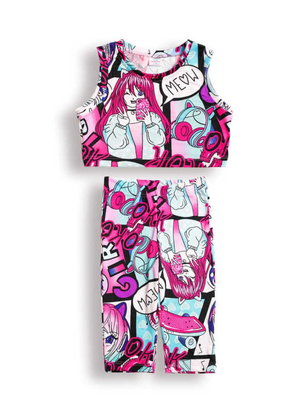 картинка БГ_ЧЗ Комплект для девочки (топ и бриджи) 8-12 лет, 100% п/э BONITO KIDS/BK1784KP(11-24)(ЧЗ)/уп.5шт./меш.500шт. от BonitoKids